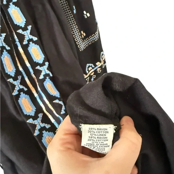 Anthropologie NEW Ranna Gill Grete Embroidered Navy Dress